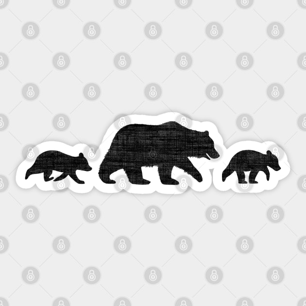 Black Bear with Cubs | Mama Bear Sticker by Coffee Squirrel